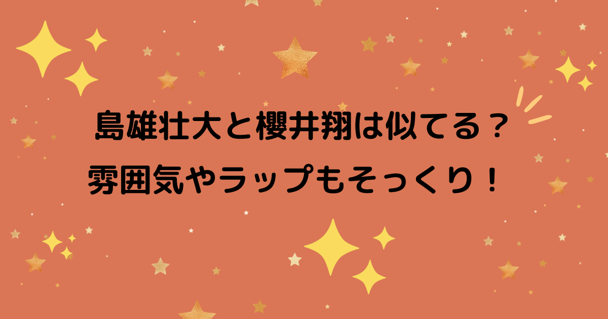 島雄壮大は櫻井翔に似てる 雰囲気やラップをしている姿がそっくり りっちゃんブログ